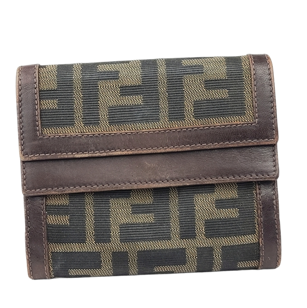 Fendi Zucca FF Logo Compact Wallet